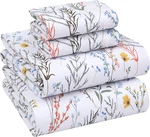 Soft 100% Cotton King Size Sheets Set, 4 Pieces, Deep Pocket, Floral Design. Fixed Price $85.99.
