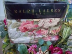 Ralph Lauren Stone Harbor Queen Ruffled Flat Sheet Aqua Floral 280TC Sateen. Fixed Price $200.00.