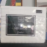 Fairfield Square Brookline Queen Sheet Set White Cotton Blend Stripe Wrinkle Res. Fixed Price $69.26.