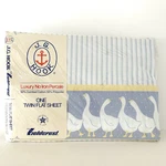 Fieldcrest Jg Hook Twin Flat Sheet Blue White Stripe Country Geese Vintage New. Fixed Price $14.95.