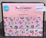 Juicy Couture Queen Christmas Sheet Set Candy Cane,bows,gingerbread Hearts,berry. Fixed Price $34.99.