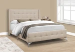 Contemporary Queen Bed Frame With Upholstered Linen Look And Metal Legs - Beige. Fixed Price $489.99.