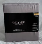 Simply Vera Wang Fill Sheet Set Plum Supersoft 600TC Pima Cotton Bedding New. Fixed Price $44.99.