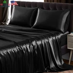 Siinvdabzx 4PCS Satin Sheet Set Queen Size Ultra Silky Soft Black Be. Fixed Price $31.65.