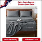 Hyprest Extra Deep Pocket Queen Sheet Sets Fits 18"-24" In Mattress, Grey. Fixed Price $56.24.