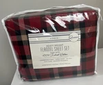 Morgan Home Fashions Turkish Flannel Queen Sheet Set 4 Pc 100% Cotton Red Plaid. Fixed Price $50.00.