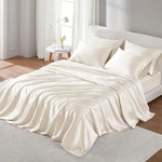 New Madison Park Pc King Satin Bed Sheet Set Silky Fits 14-16" Mattress Ivory. Fixed Price $35.00.