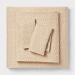 Queen Cotton Blend Sateen Sheet Set Natural Geo - Room Essentials. Fixed Price $15.99.