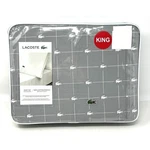 Lacoste Logo Crocodile King Sheet Set Grey Steel 100% Cotton Percale Slice. Fixed Price $117.05.