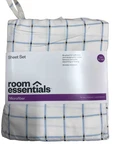 Twin / Xl Microfiber 3 Piece Sheet Set Off White Blue Plaid Room Essentials. Fixed Price $14.00.