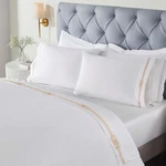 Superior Embroidered Cotton Bed Set, 1 Elastic Deep Pocket Fitted Sheet,. Fixed Price $99.99.