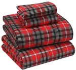 Ruvanti Flannel Sheets Size - 100% Cotton Double Queen, Red Plaid. Fixed Price $85.15.
