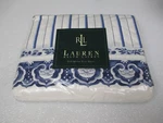 Ralph Lauren Porcelain White Blue Medallion Stripe Flat Sheet - Queen. Fixed Price $149.99.