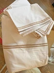Hudson Park Italian Cotton Taupe Embroidered Stripes Queen Duvet Cover ZZ813. Fixed Price $110.00.
