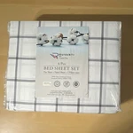 Ruvanti By Zainitex Queen Sheet Set 4PCS 100% Cotton Plaid White Gray Oeko-tex. Fixed Price $30.97.