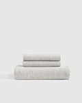 Quince Home European Linen Fitted Sheet Set Gray/white Mini Pinstripe King. Fixed Price $75.00.