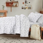 Campus Ready Dorm Bedding Bundle, Patterned Comforter Set, Solid Sheet. Fixed Price $139.99.