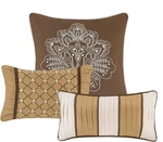 Brand New 3 Decorative Throw Pillows Set Jacquard Embroidered Brown/gold Luxury. Fixed Price $28.88.