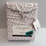 New 4PC Laura Ashley King Sheet Set Petite Floral Emogene Pink Greens & Red. Fixed Price $75.00.