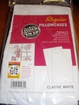 New Stitch 'em Up Pillowcase Pair Standard 19.5"X30.5"-WHITE Aunt Martha's. Fixed Price $17.99.