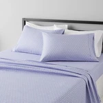 Amazon Basics Breathable Lightweight Super Soft Brushed Queen, Blue Damask. Fixed Price $30.99.