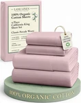 Lane Linen 100% Organic Cotton Fully Elasticized California King Sheet Set, Low. Fixed Price $62.54.