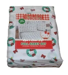 Hello Kitty Christmas Wreaths & Bows Full Sheet Set Cotton Red Green White New. Fixed Price $55.96.