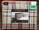 6-PC London Fog King Size Plaid Sheet Set Brown Red (2 Extra Pcs). Fixed Price $68.00.