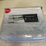 Nautica Hillridge Stripe King Sheet Set Cotton Blend 60/40 Blue White Nip New P1. Fixed Price $70.00.