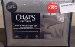 Chaps By Ralph Lauren Grey 6PC King Set (sheets & 4 Pillowcases) Brand New. Fixed Price $45.99.