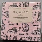 Ollie And Ellie Three-piece Twin Sheet Set Pink Black Cats Meow Paw Print New. Fixed Price $16.00.