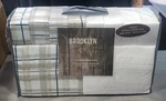 Brooklyn Loom Soft Touch 12 Pc Sheet Set Queen, White/tan & Navy Plaid *new. Fixed Price $49.99.