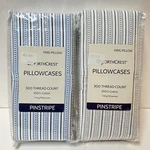 King Pillowcases Northcrest 100% Cotton 300 Tc Pinstripe Blue Grey 20"X40". Fixed Price $11.97.