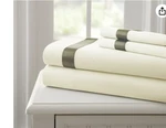 Amrapur Queen Size Piece Sheet Set Linen/taupe 10400BDG-LNT-QN. Fixed Price $20.00.