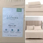 Welhome By Welspun 4 Pc Kg Sheet Set, 70% Cotton Rich Blend, 320 Tc, Oyster Gray. Fixed Price $32.49.