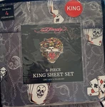 Ed Hardy Gray 6-PIECE Sheet Set King New Skeleton Skull Aces Dice Cards. Fixed Price $41.99.