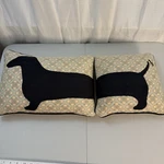 Dachshund Throw Pillow Set Of 2 Black Weiner Dog Tapestry Beige Silhouette. Fixed Price $39.99.