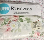 Vintage New Ralph Lauren Queen Flat Sheet Meadow Way Floral Collection. Fixed Price $50.00.