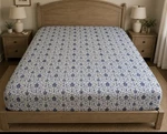 Vtg Ralph Lauren Queen Fitted Sheet Porcelain Rosette Blue White Cotton Usa Made. Fixed Price $57.00.