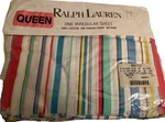 Ralph Lauren Bay View Striped Queen Size Flat Sheet 100% Cotton Nwt Irreg.. Fixed Price $48.00.