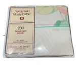 New Vtg 70S 80S Springmaid Mostly Cotton Queen Floral Flat Sheet Package. Fixed Price $21.67.