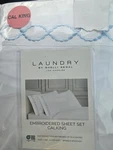 Laundry By Shelli Segal Embroidered Sheet Set Cal King With Blue Embroidery. Fixed Price $57.99.