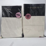 Donna Karan Ivory King Sheet Set Indulgence Cotton & Silk Fitted Flat 2PC Rare. Fixed Price $314.96.