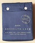 Brooklyn Loom Queen 320TC Blue 100% Cotton Percale Sheet Set. Fixed Price $90.00.