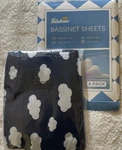 Biloban Bassinet Fitted Sheets 4 New Sealed Package Navy & White Clouds. Fixed Price $21.88.