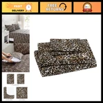 Soft Microfiber King Sheet Set, 12" Deep Pocket, Easy Care, Leopard Print, 3-PIE. Fixed Price $48.59.