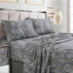 Living Queen Bed Set, Soft Cotton Sateen Printed Paisley Sheets.... Fixed Price $67.99.