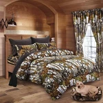 19 Pc Full White Camo Comforter With Black Sheets And Curtains The Woods. Fixed Price $134.84.