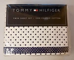 Tommy Hilfiger Twin Sheet Set Navy Polka Dot 100% Combed Cotton Nip Vintage. Fixed Price $48.00.