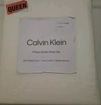 New Calvin Klein Queen 4-PC Sheet Set Sateen Weave White 2 Pillowcases. Fixed Price $69.99.